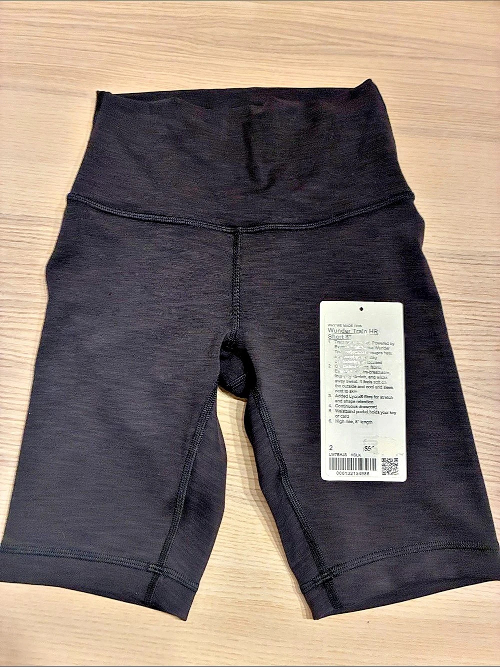 lululemon Wunder Train HR Short 8" Black Size 2 NWT